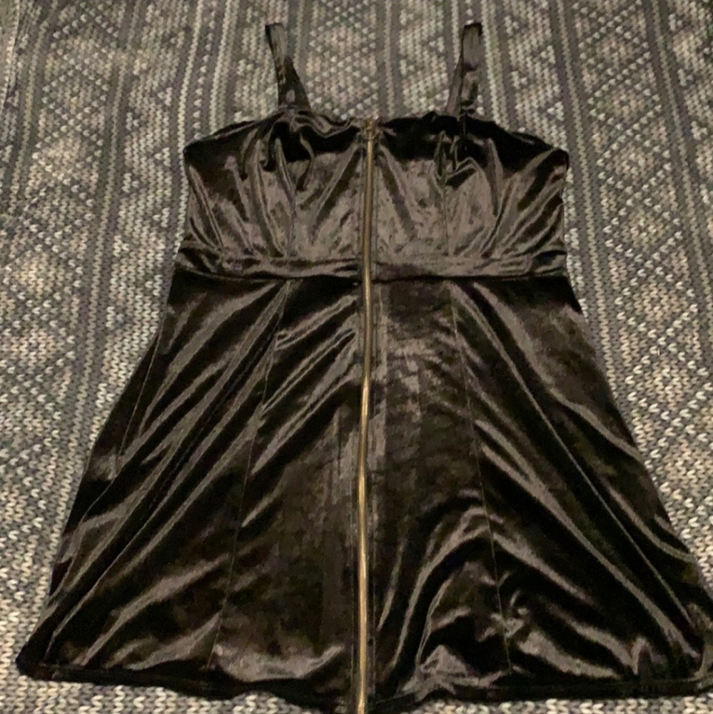 Xhilaration | Black Velvet Dress with Gold Zipper